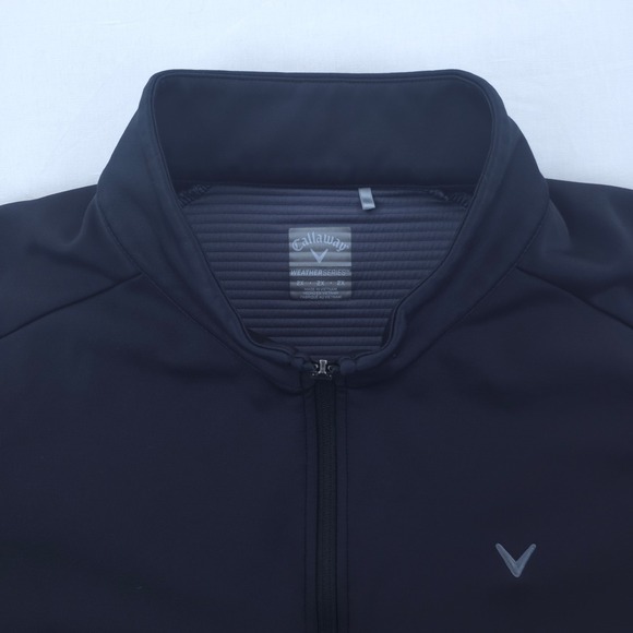 Callaway Mens 1/4 Zip Weather Series Swing Tech 2X Black Ribbed Pullover Jacket - Picture 2 of 9